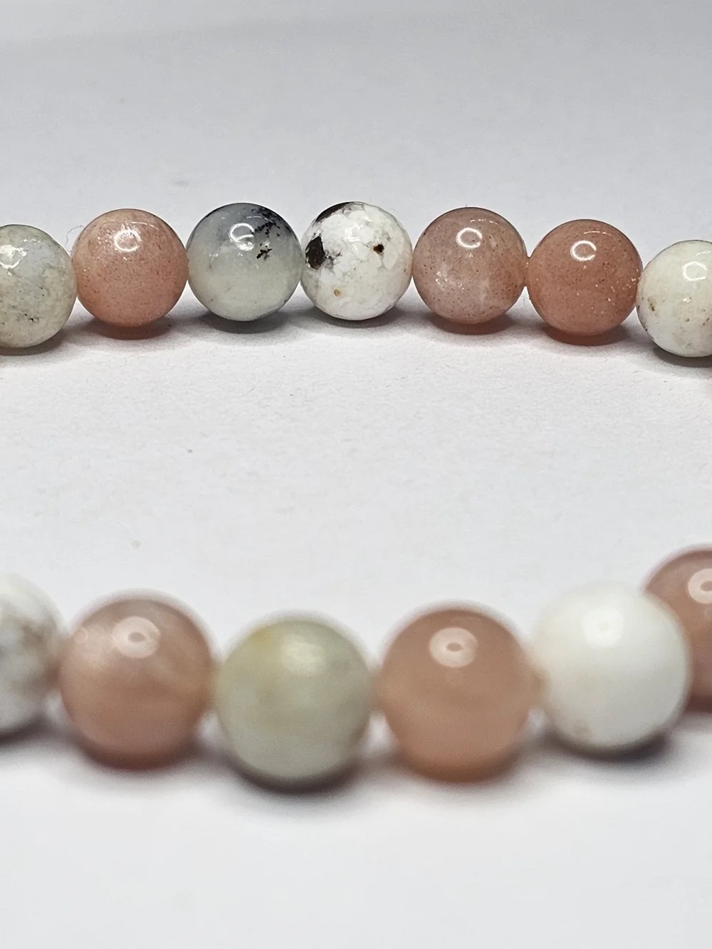 Natural Peach and Cream Jasper Beaded Stretch Bracelet - Women Jewelry